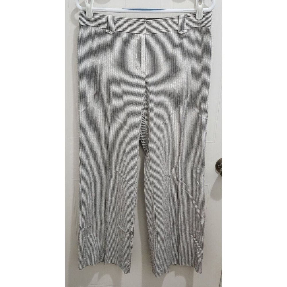 Ann Taylor LOFT Women's Julie Wide Leg Pants Seersucker Striped 100% Cotton Sz 8